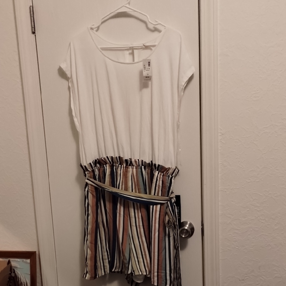 loralette White Top Multi-Stripe Romper